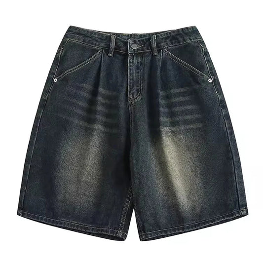 Blue Vintage Denim  Men's Retro Baggy Shorts