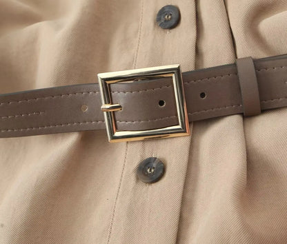 Belt Button Long Dress