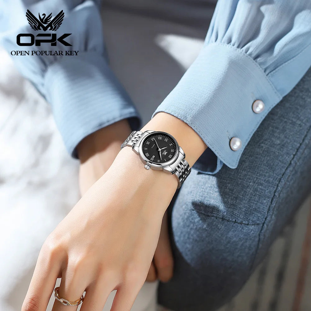 Reloj de pulsera impermeable para mujer con correa de acero inoxidable 