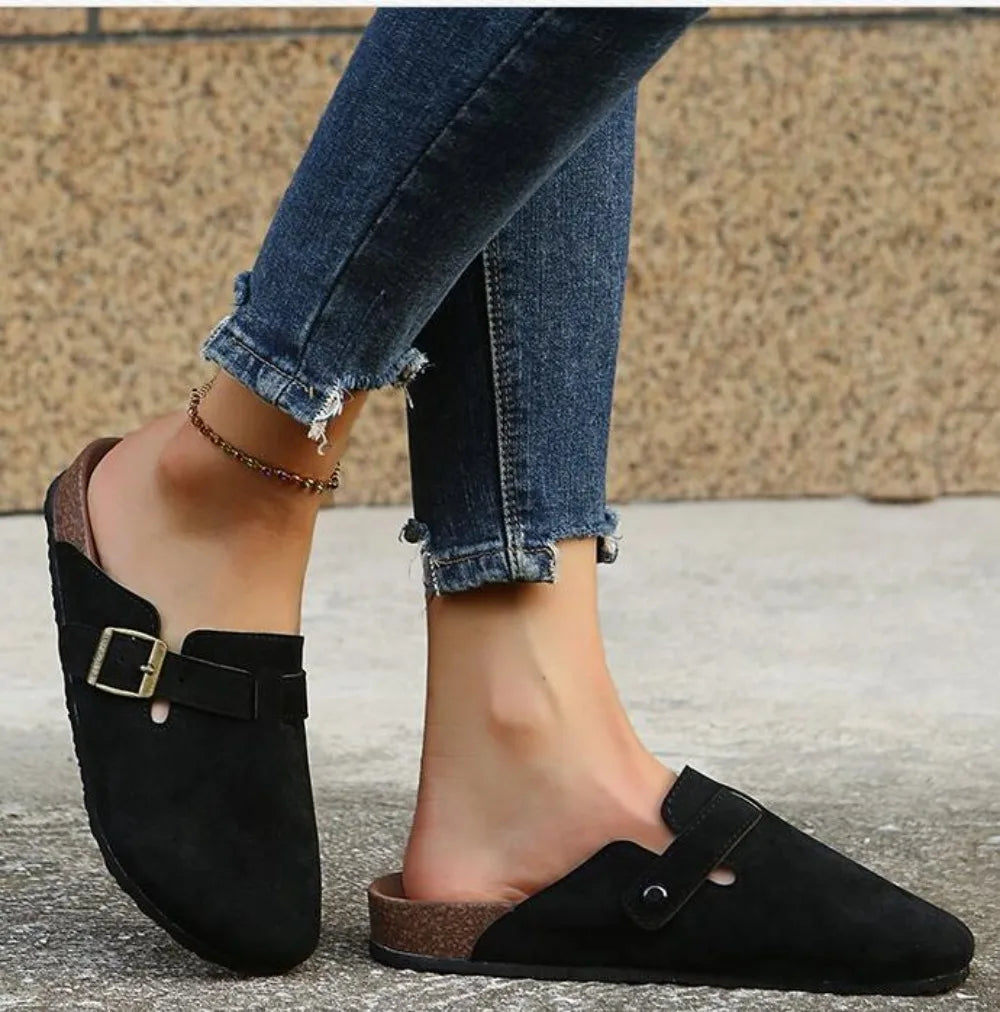Buckle Strap Flat Loafer Mules - ZUNILO