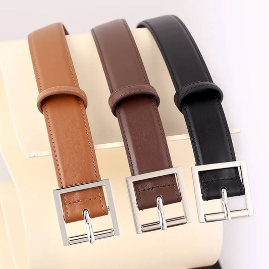 Famicare Luxury Soft Genuine Leather Pin Belt